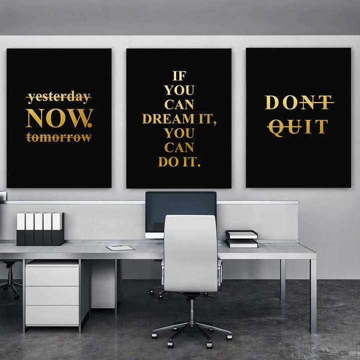 Motivational Words Wall Art Fine Art Canvas Prints Black & White Inspirational Quotations Posters For Living Room Bedroom Study Room Art Decor | Bowlift