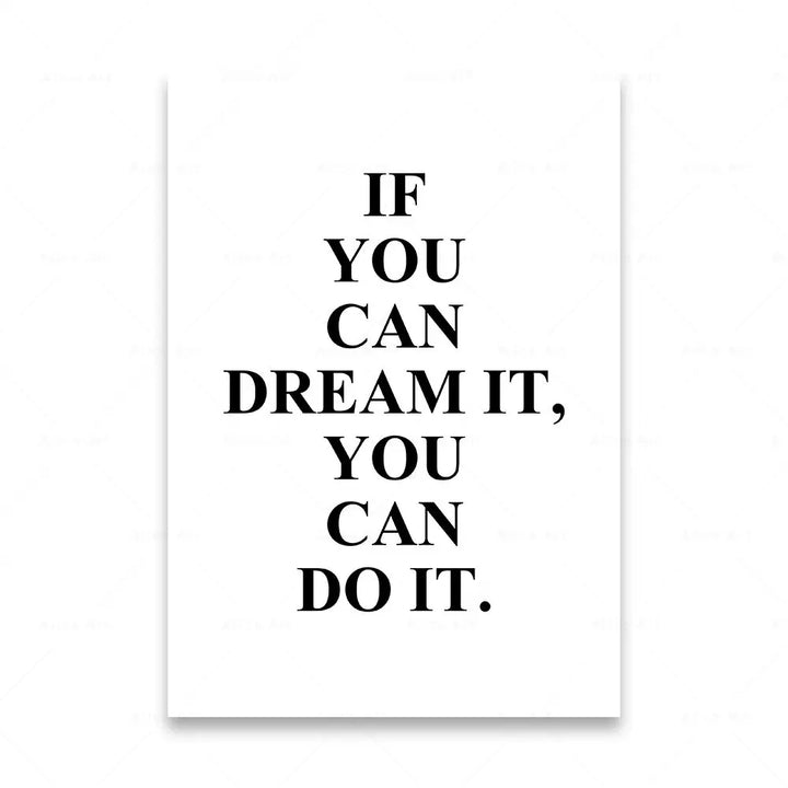 Motivational Words Wall Art Fine Art Canvas Prints Black & White Inspirational Quotations Posters For Living Room Bedroom Study Room Art Decor | Bowlift
