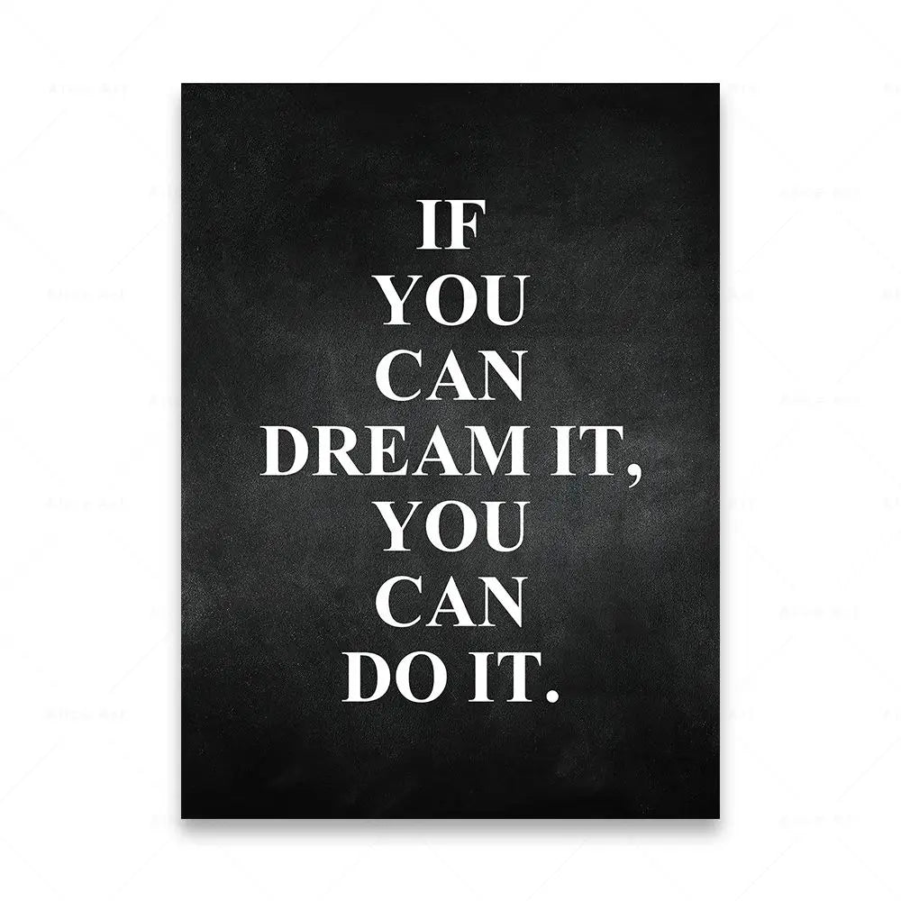 Motivational Words Wall Art Fine Art Canvas Prints Black & White Inspirational Quotations Posters For Living Room Bedroom Study Room Art Decor | Bowlift