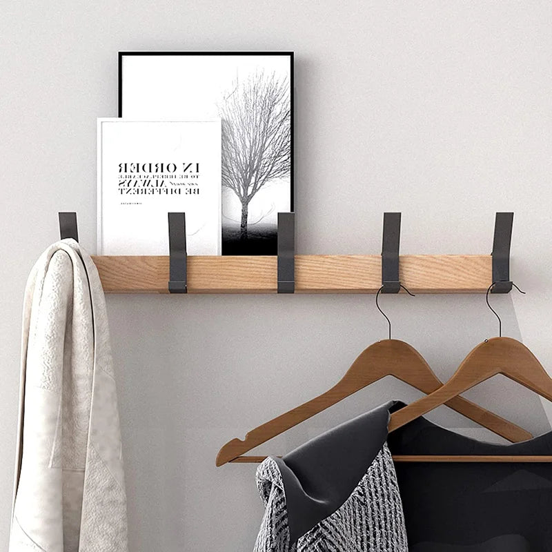 BowLift | Nordivo Wall Coat Rack Movable Double Hooks Scandinavian Design Wood Aluminum Space Saving Modern