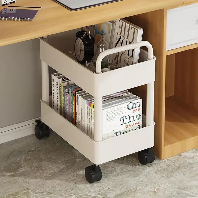 BowLift | BookRacer – Mobile book cart with 2 shelves and pen holder