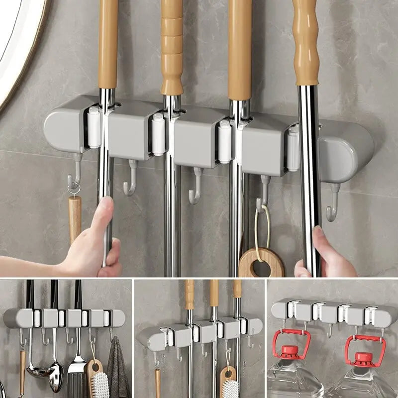 BowLift | Multifunctional Mop Holder with Hook – Self-Adhesive & Sturdy