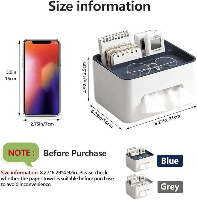 BowLift | Multifunctional Tissue Box with Organizer – For Bathroom, Office & Living Room