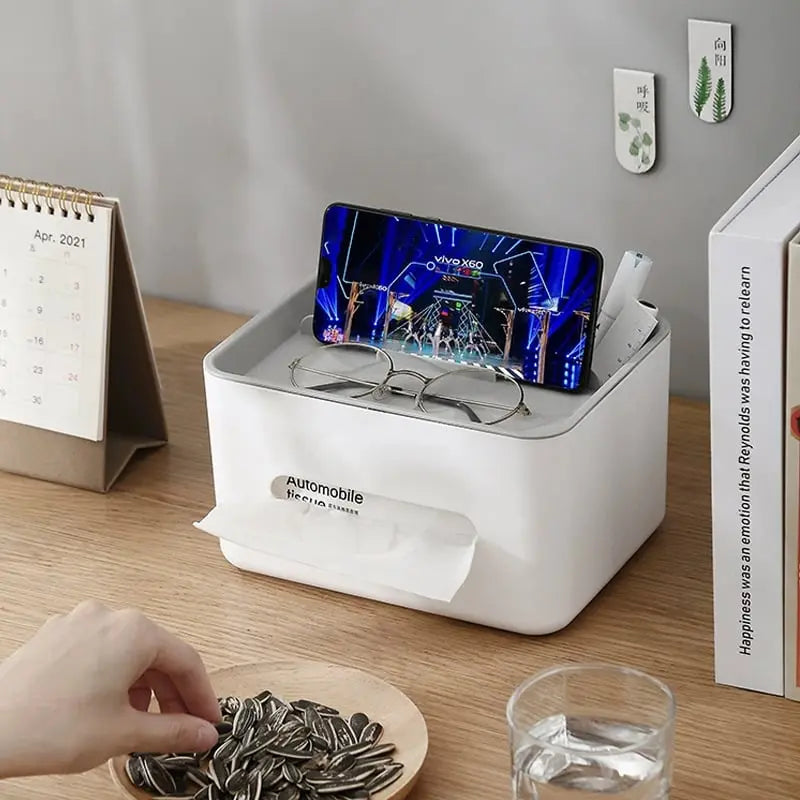 BowLift | Multifunctional Tissue Box with Organizer – For Bathroom, Office & Living Room