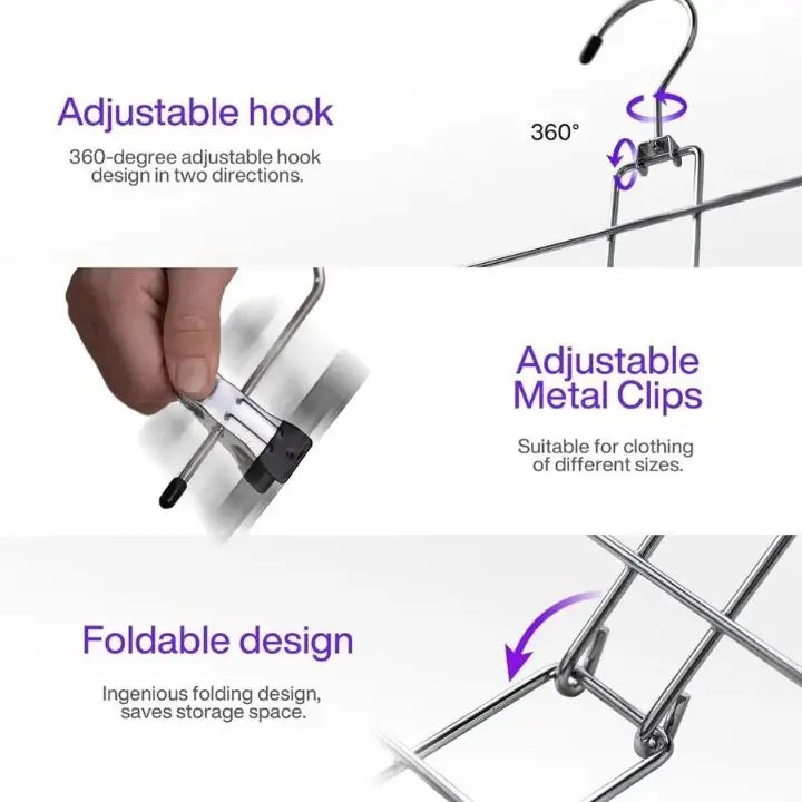 BowLift | Multifunctional Clothes Hanger with 12 Clips – Space-saving, Redatable
