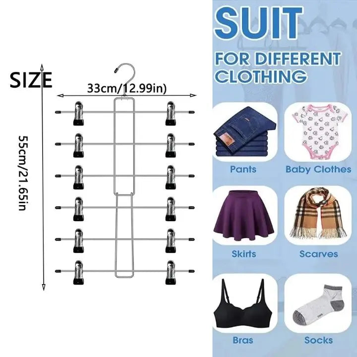 BowLift | Multifunctional Clothes Hanger with 12 Clips – Space-saving, Redatable