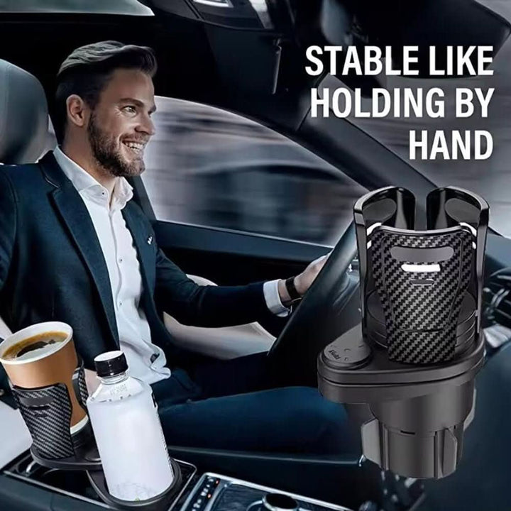 BowLift | 360° swivelling car cup holder for double drinks