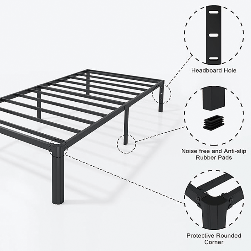 BowLift | 14 Inch Twin Bed Frame,No Box Spring Needed,Heavy Duty Metal Platform Twin Size Bed Frames Space Under Double Basic Steel Slats Platform,Easy Assembly, Noise Free
