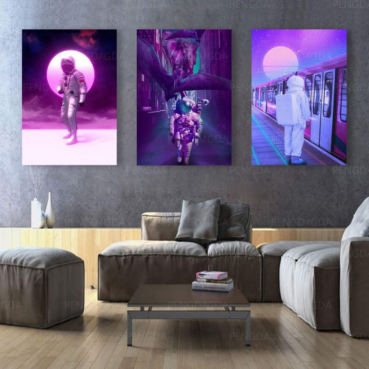 Astronout Synthwave - Canvas Wall Art Painting | Bowlift
