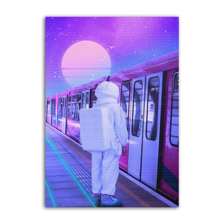 Astronout Synthwave - Canvas Wall Art Painting | Bowlift