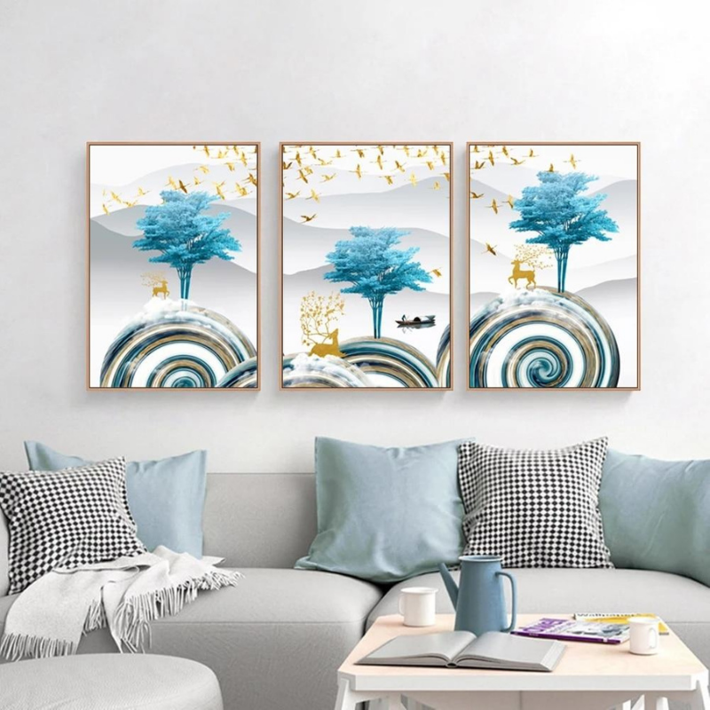 Sea Blue Trees - Canvas Wall Art Painting | Bowlift