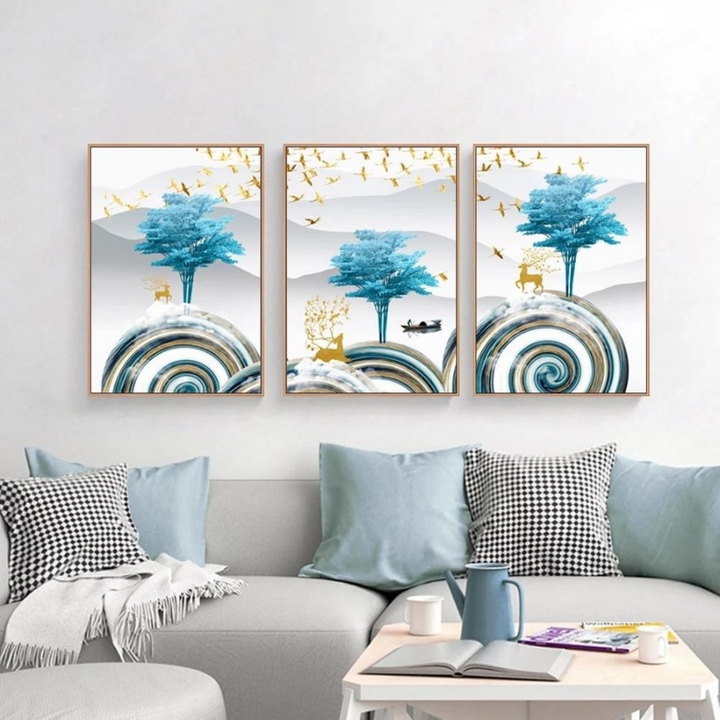 Sea Blue Trees - Canvas Wall Art Painting | Bowlift