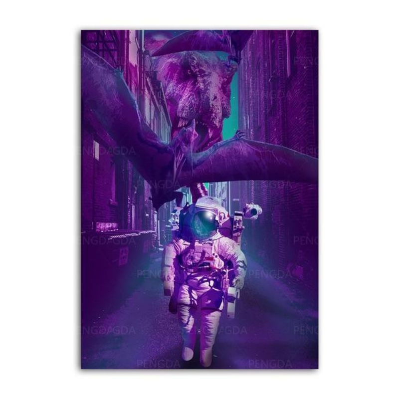 Astronout Synthwave - Canvas Wall Art Painting | Bowlift