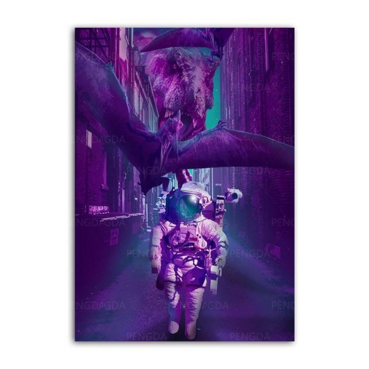 Astronout Synthwave - Canvas Wall Art Painting | Bowlift