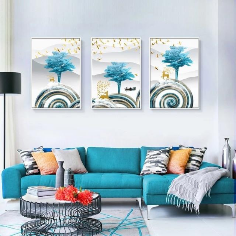 Sea Blue Trees - Canvas Wall Art Painting | Bowlift