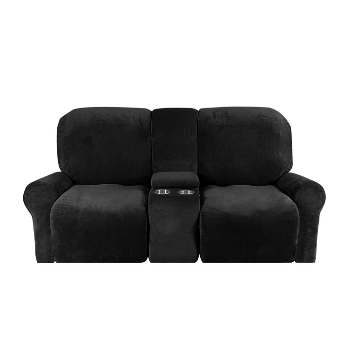 BowLift | 2-Seater Recliner Sofa Cover with Cup Holders – Velvet Plush