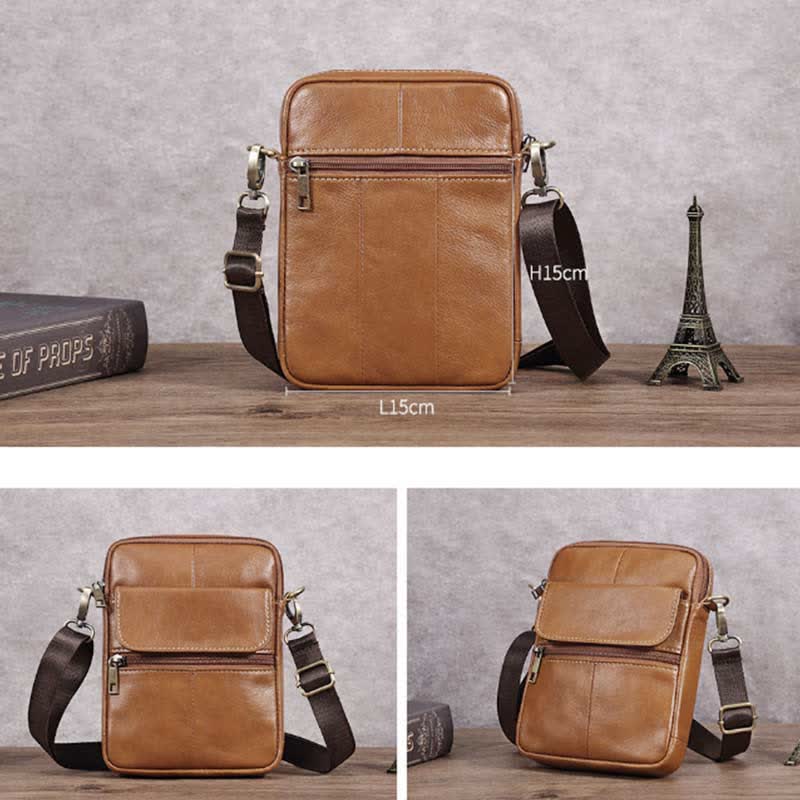 BowLift | Men’s Small Genuine Leather Shoulder Bag – Compact Crossbody with Adjustable Strap