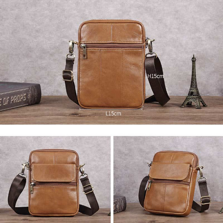 BowLift | Men’s Small Genuine Leather Shoulder Bag – Compact Crossbody with Adjustable Strap