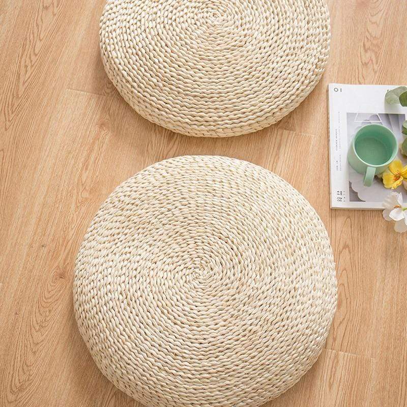 Natural tatami straw floor cushion bowlift