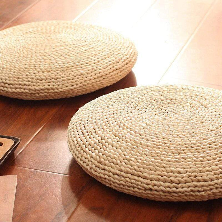 Natural tatami straw floor cushion bowlift