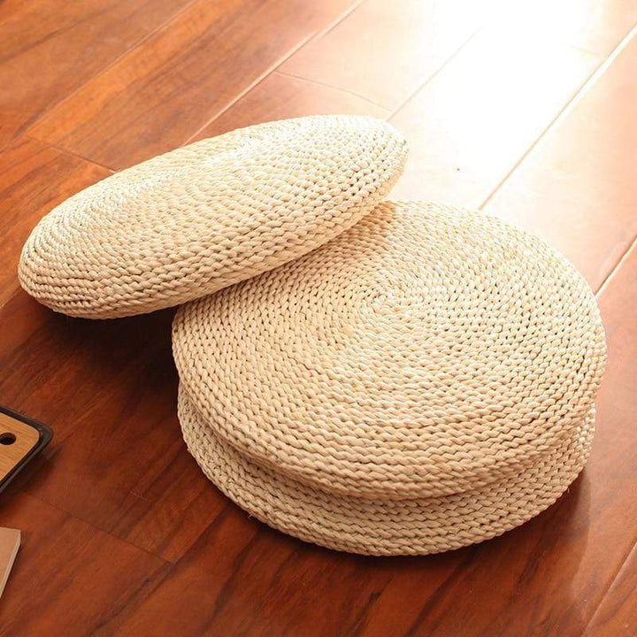 Natural tatami straw floor cushion bowlift