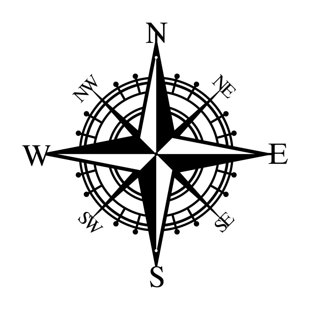 Nautical Compass Rose Iron Art Wall Art 3D Metal Sculptured Wall Decoration For Living Room Dining Room Creative Contemporary Nordic Home Office Decor | Bowlift