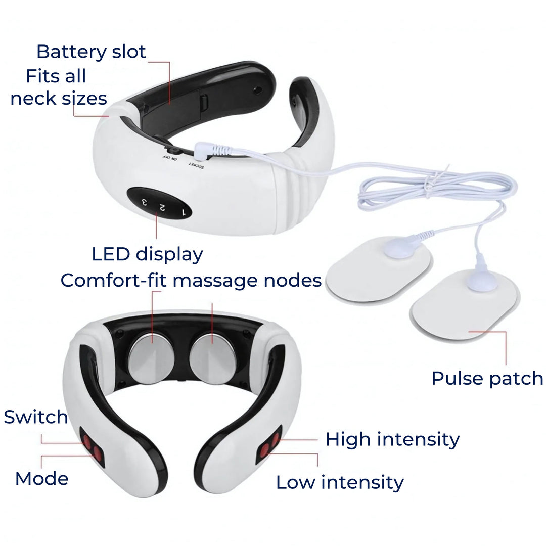 NeckEase | Vibration Neck Massager – Pain Relief – Portable Design – Soothes Stiff Muscles – Stress & Tension Relief Bowlift