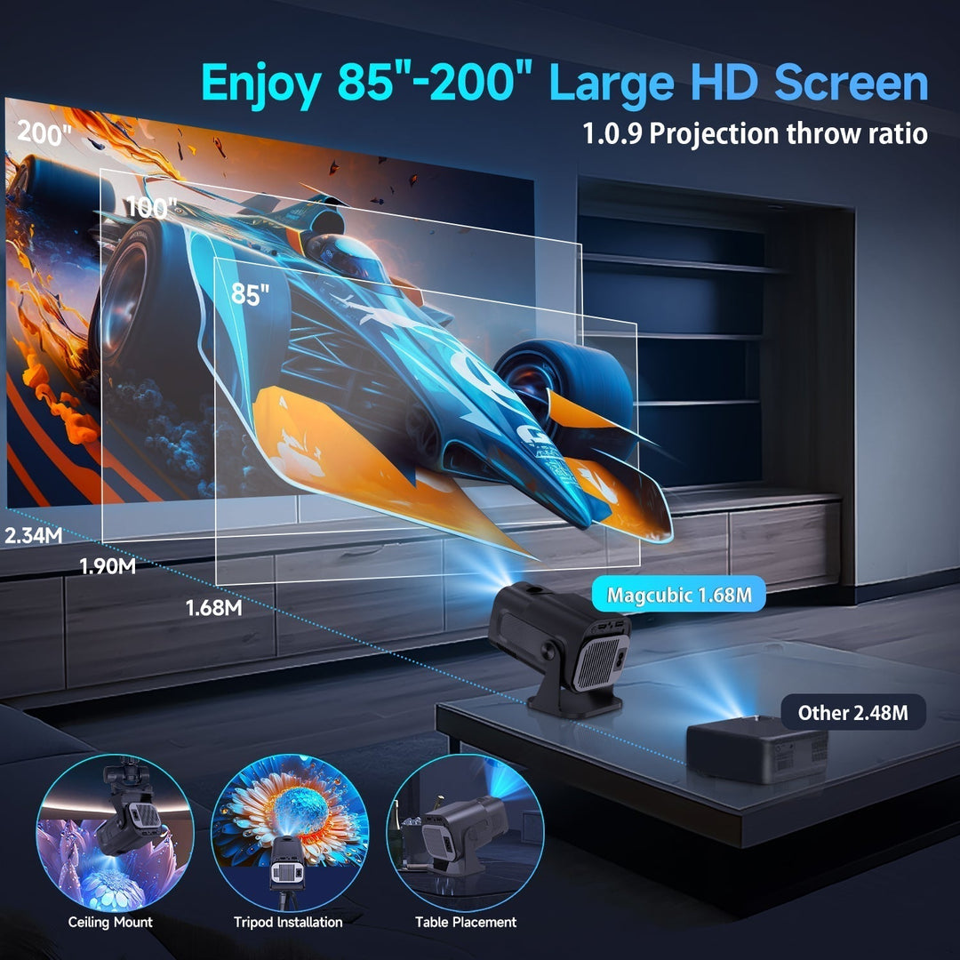 BowLift | CineBeam 4K Mini Projector – Portable Home Cinema with 180° Rotation