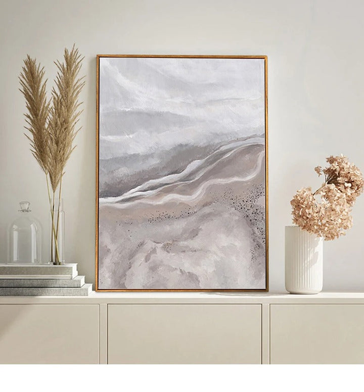 Neutral Shades Pink Abstract Ocean Shoreline Wall Art Fine Art Canvas Prints Minimalist Pictures For Living Room Bedroom Art Decor | Bowlift