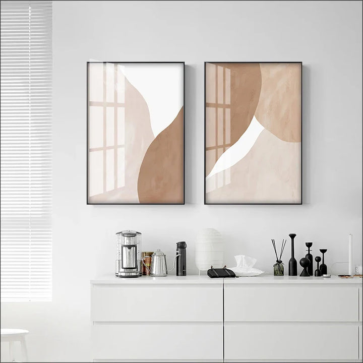Neutral Tones Beige Brown White Abstract Wall Art Fine Art Canvas Prints Nordic Pictures For Living Room Bedroom Contemporary Home Decor | Bowlift