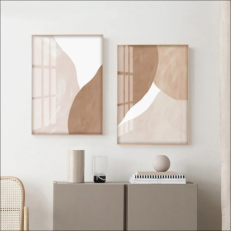 Neutral Tones Beige Brown White Abstract Wall Art Fine Art Canvas Prints Nordic Pictures For Living Room Bedroom Contemporary Home Decor | Bowlift