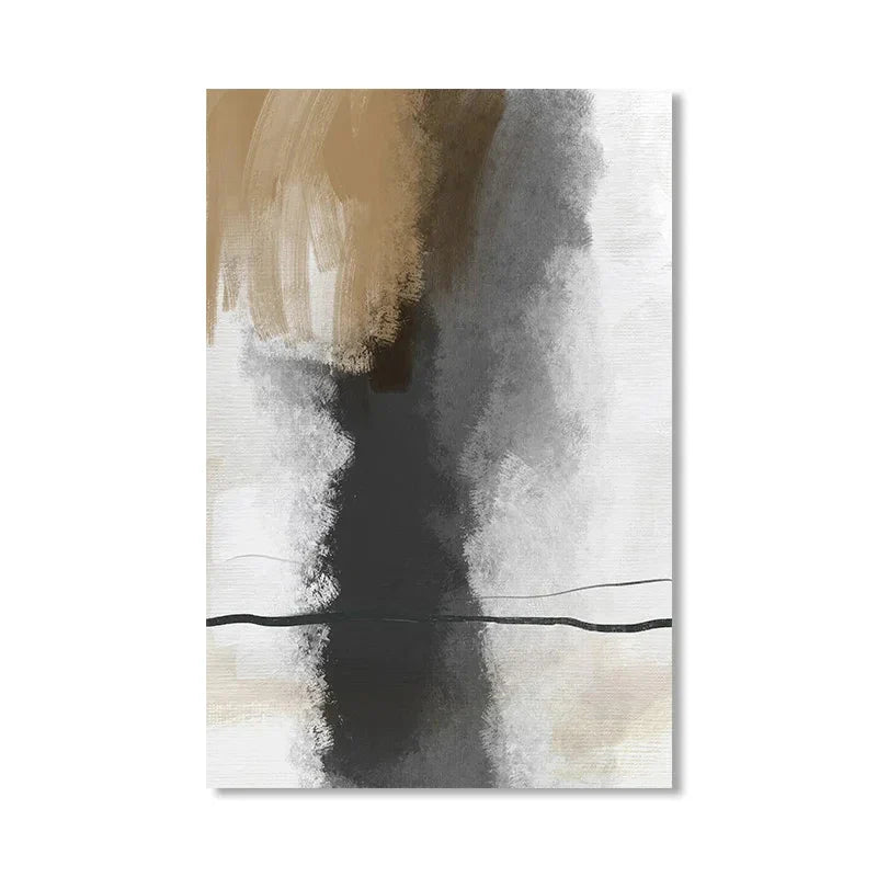 Beige Gray Black Scandinavian Abstract Wall Art Fine Art Canvas Prints Beige Grey Pictures For Minimalist Living Room Art For Contemporary Interiors | Bowlift