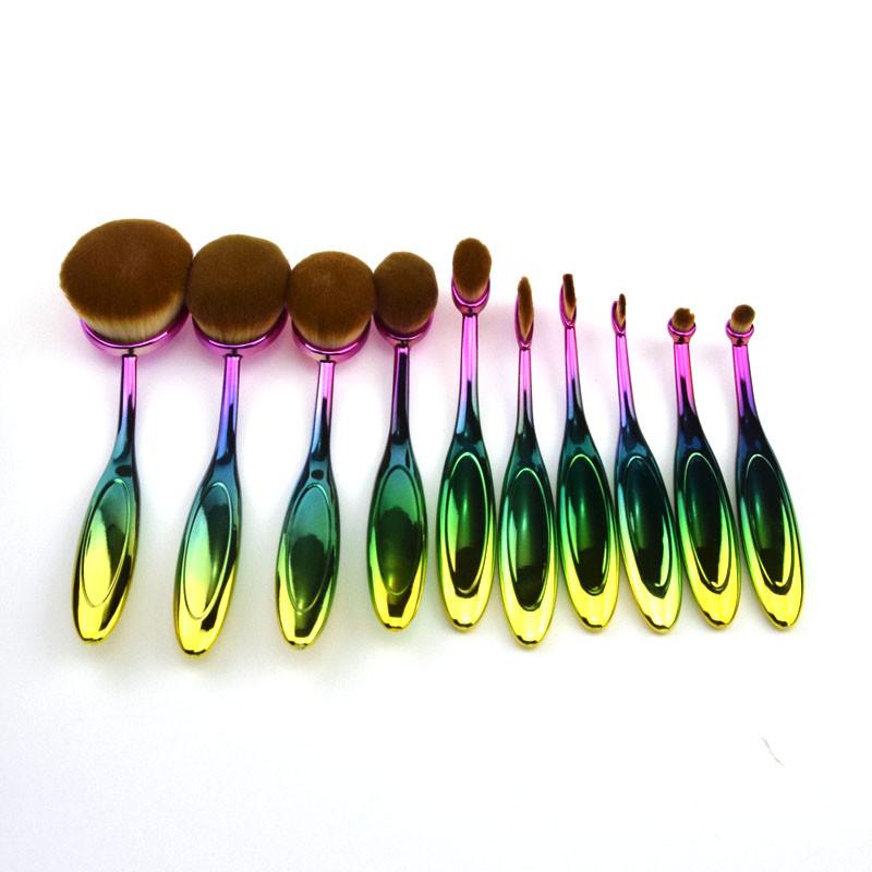 Rainbow Makeup Brushes - 10 Piece Set | Bowlift