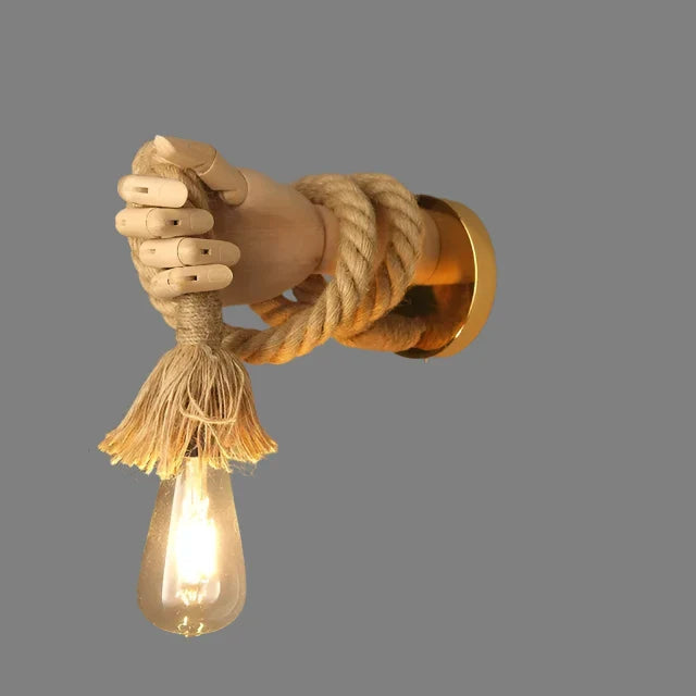 Creative wall lamp in rope design with handle – Rustic LED lamp for living room & hallway | Bowlift