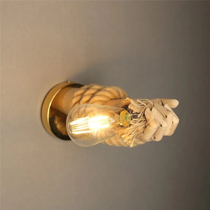 Creative wall lamp in rope design with handle – Rustic LED lamp for living room & hallway | Bowlift