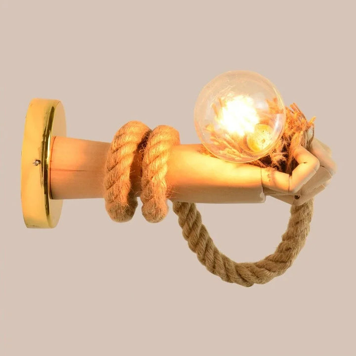 Creative wall lamp in rope design with handle – Rustic LED lamp for living room & hallway | Bowlift