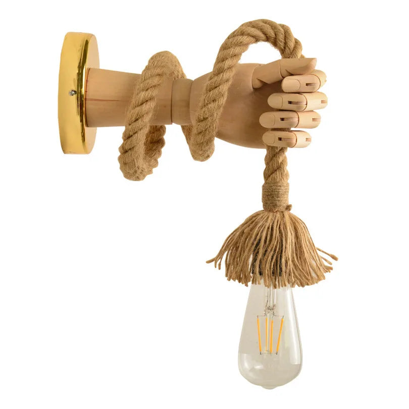 Creative wall lamp in rope design with handle – Rustic LED lamp for living room & hallway | Bowlift