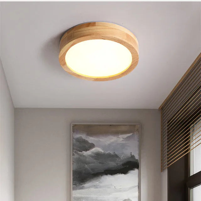 Round solid wood ceiling light – Scandinavian lamp for living room and hallway | Bowlift