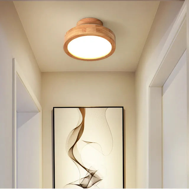 Round solid wood ceiling light – Scandinavian lamp for living room and hallway | Bowlift