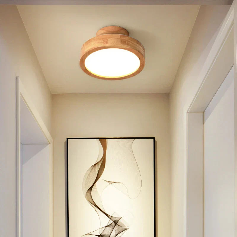 BowLift | Brightlux - Scandinavian Round Wooden Ceiling Lamp