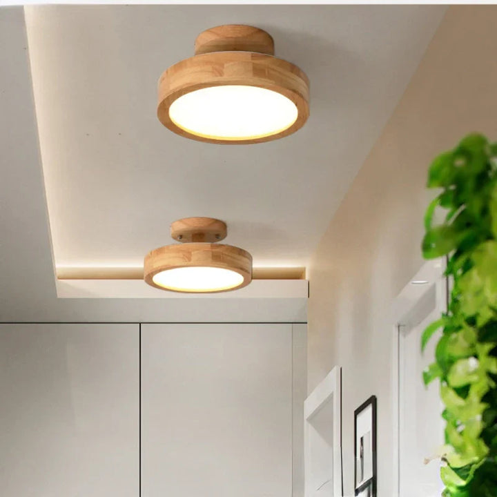 Round solid wood ceiling light – Scandinavian lamp for living room and hallway | Bowlift