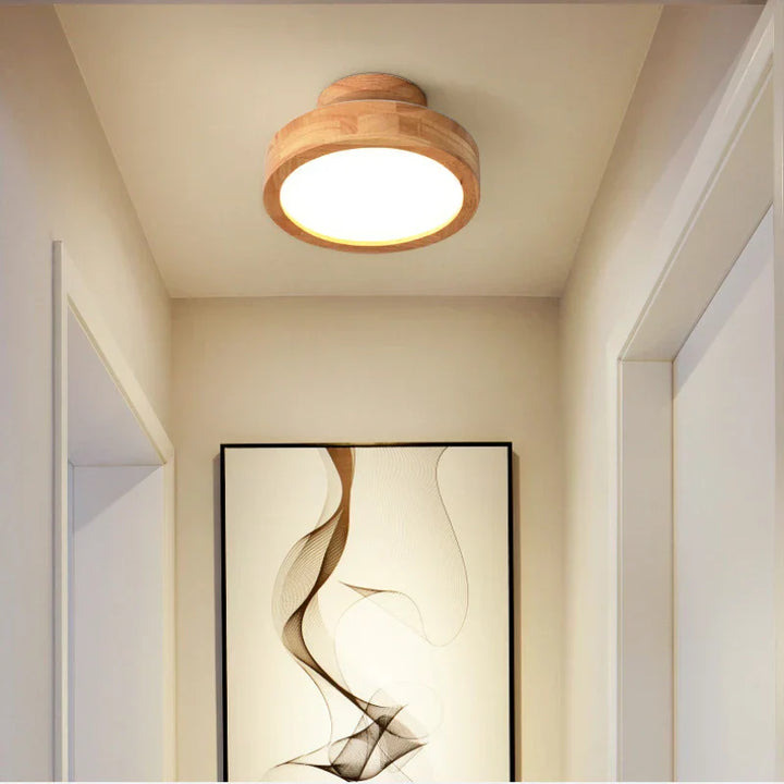 Round solid wood ceiling light – Scandinavian lamp for living room and hallway | Bowlift