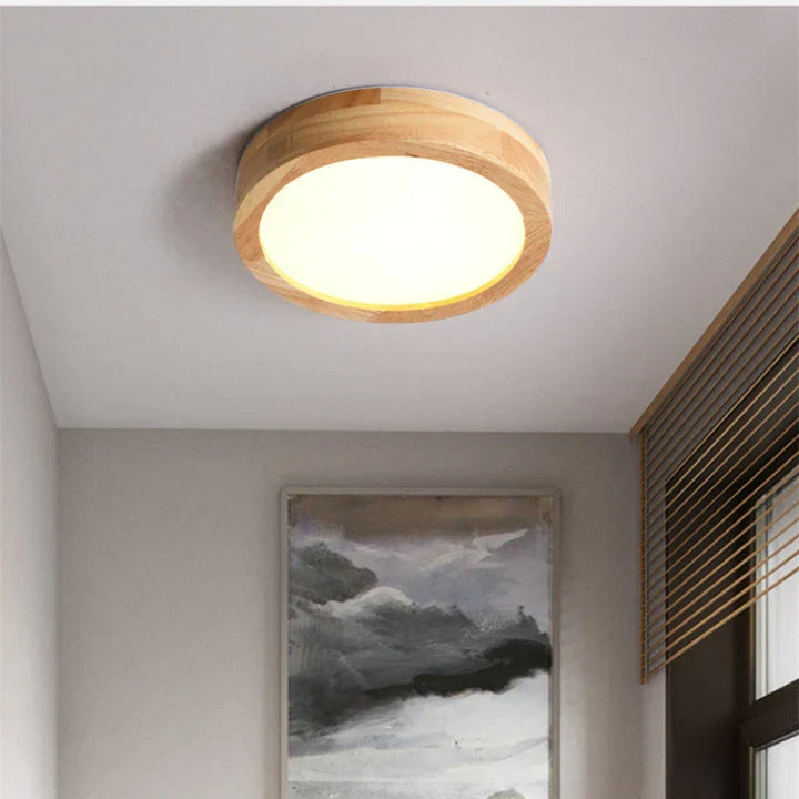 BowLift | Brightlux - Scandinavian Round Wooden Ceiling Lamp