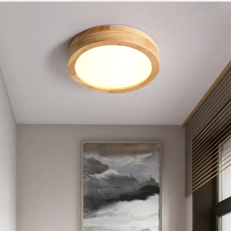 Round solid wood ceiling light – Scandinavian lamp for living room and hallway | Bowlift