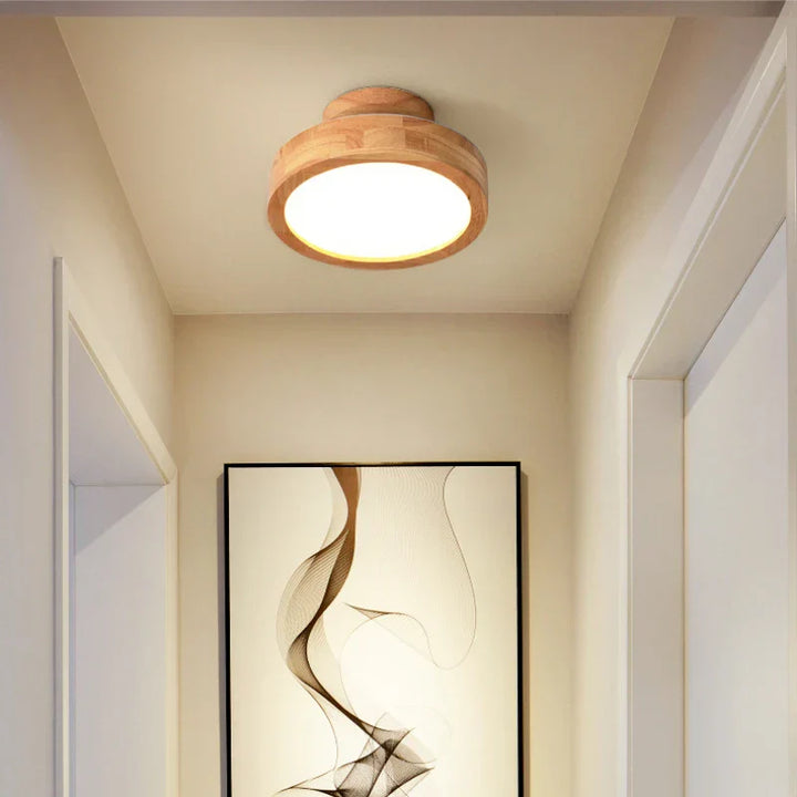 Round solid wood ceiling light – Scandinavian lamp for living room and hallway | Bowlift