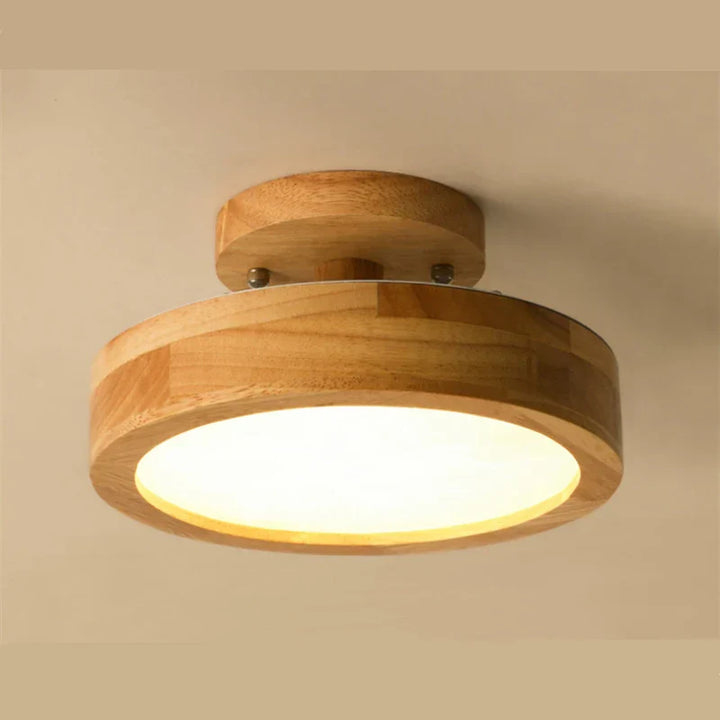 Round solid wood ceiling light – Scandinavian lamp for living room and hallway | Bowlift