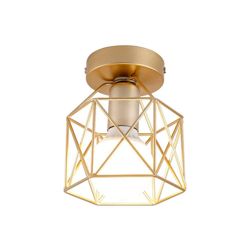 Modern ceiling light with golden metal grid – Stylish lighting for hallway and living room | Bowlift