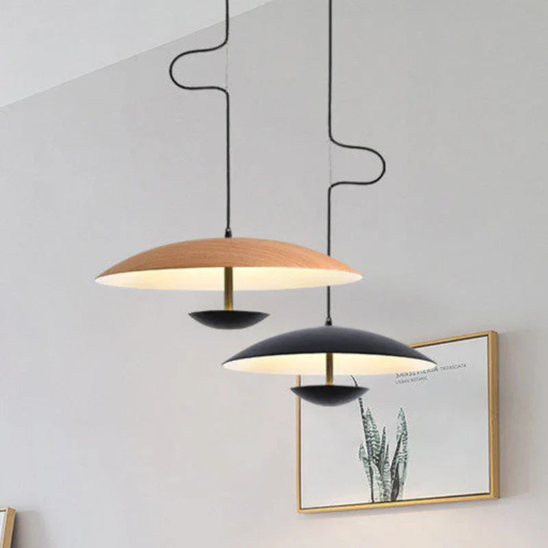 Modern LED Pendant Light – Scandinavian Design Made of Wood and Metal | Bowlift