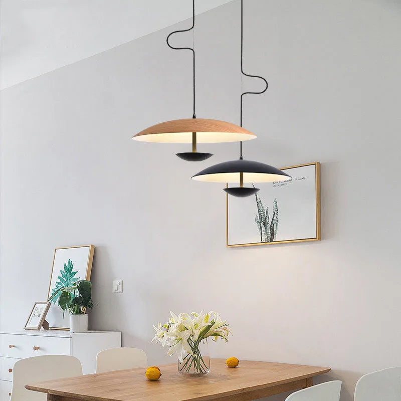 Modern LED Pendant Light – Scandinavian Design Made of Wood and Metal | Bowlift