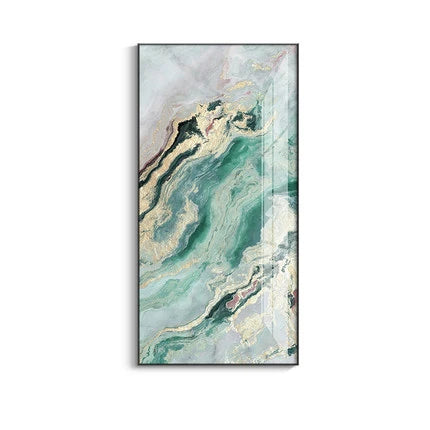 Nordic Aqua Blue Green Golden Liquid Marble Print Wall Art Fine Art Canvas Prints Pictures For Luxury Living Room Foyer Hotel Room Decor | Bowlift